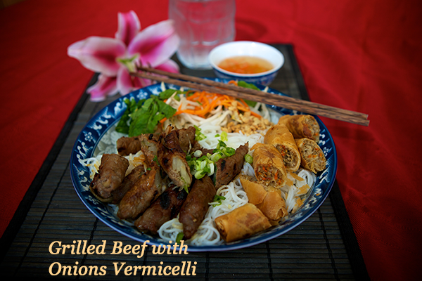Grilled Beef with Egg Roll Vermicelli Vietnamese cuisine